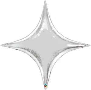 Звезда серебро 4х-конечная в ассортименте 20"