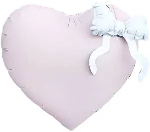 22" Сердце розовое, белый бант (Китай) / 27456