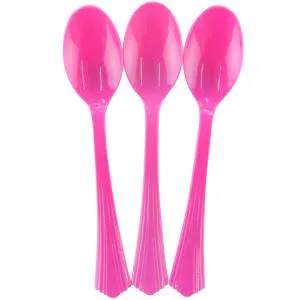 Ложки пластиковые Ярко-розовые 16 см, 10 шт / 6231247