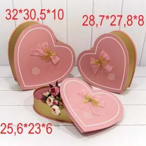 Коробка Сердце 28,7*27,8*8 Золото/Розовый