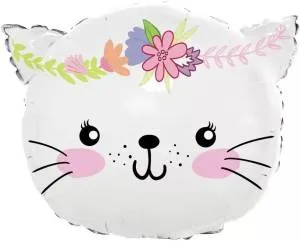 23" Котенок в цветах, белый/ Китай 21992