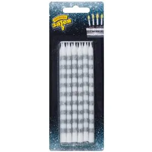 Свечи д/торта 12 см Полосы Серебро 12 шт 1502-5220