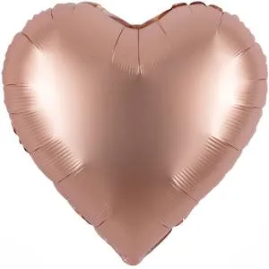 18" Сердце сатин розовое золото (Китай) / 27619