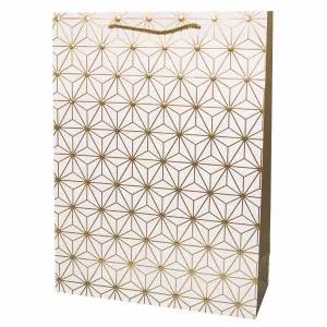 Пакет "Японск Узор, звездн паттерн" Золото/белый 32*26*12/202118
