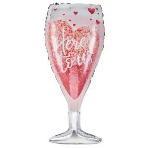 36" Бокал, Сверкающие сердца, розовый / Китай 20387