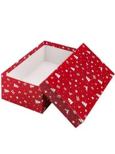 Коробка "Елки на красном" 19*12*7,5 см.