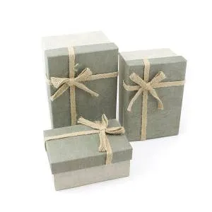 Коробка 11*16*7,5 "Рустик" серая с бантом