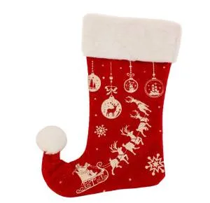 Носок НГ красный с мехом и рис. 35 см (Ч10649,10648)