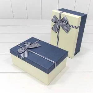Коробка 23*16*9 см "Полосатый бант" синяя