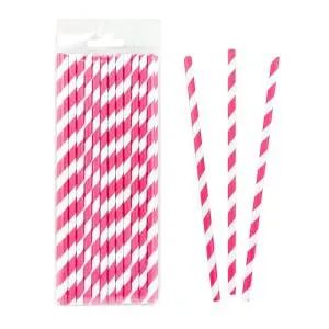 Трубочка д/кокт бум. "Полоски Фуксия" 25 шт.
