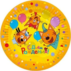 Тарелка "Три кота" Веселый День Рождения 18 см 6 шт. / 6014988