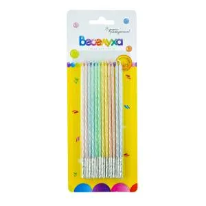 Свечи тортово-коктейльные Макаронс (ассорти) 15см, 12 шт./ 620200-12