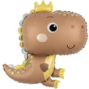 31" Динозаврик в короне, бежевый сатин / Китай 26653