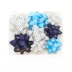 Бант-звезда, синий микс 5 см, 8 шт./17805