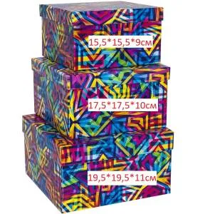 Коробка 17,5*17,5*10 см "Яркие узоры"