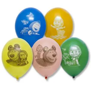 Набор шаров рис Маша и Медведь 30 см 5 шт