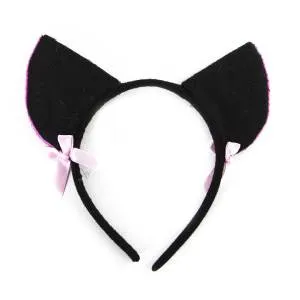 Ободок Ушки с бантиками, черный/6230544