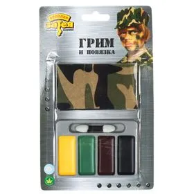 Грим набор Камуфляж 4 цв+Повязка+апплик