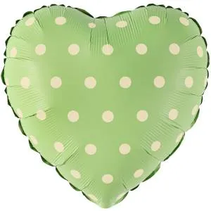 18" Сердце, Горошек, мятный сатин (Китай) / 27482