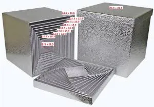 Коробка 18.5*18.5 см Куб Кожа Серебро / SY 601-Silver