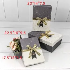 Коробка 17,5*12*5,5 см Серый "WONDERFUL" с бантом
