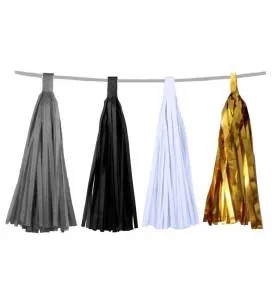 Набор гирлянд Тассел Ассорти Классика/белый, серый, черный,золото /20 листов 35 см. (золото фольга)