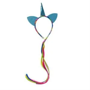 Карнавал ободок "Единорог" с косичкой,голубой / 3544616