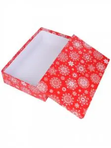 Коробка "Снежинки на красном" 40*28*10 см КОР-1961