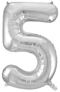 Цифра "5" 34" - серебро/ Китай