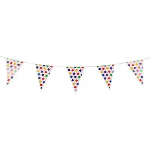 Гирлянда флажки, разноцветные точки белая 250 см./6224670