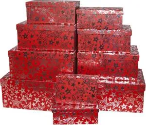 Коробка 19*13*7 см "Сияние звезд" красная металлик