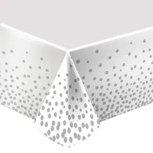 Скатерть "Делюкс" Конфетти Серебро 2,7*1,37м (Китай) / 20359-КТ
