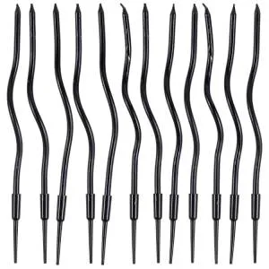 Свечи "Волна" черные с подст. 13 см 12 шт. / 1502-6687