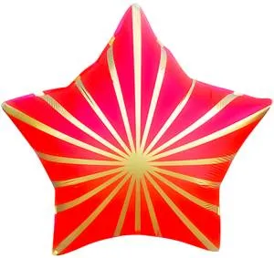 18" Звезда, Золотые грани, красный сатин (Китай) / 26870