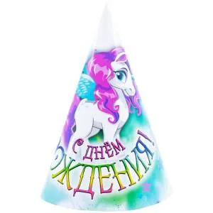 Колпак С ДР Единорог 6шт 1501-4813