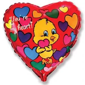 18" Сердце красное Влюбленный цыпленок (Flexmetall)