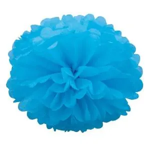 Помпон из бумаги 20 см голубой