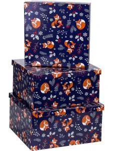 Коробка 17,5*17,5*10 см Лисички и веточки