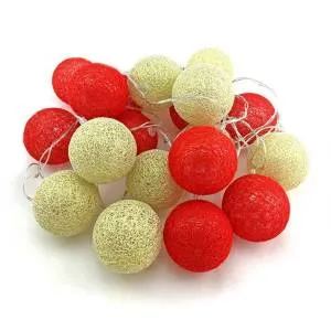 Гирлянда "Хлопковый шар" красный и золотой  3 м. / 193209