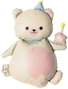 39" Мишка с кексиком, кремовый сатин / Китай 26416