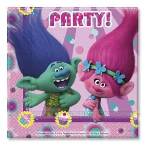 Салфетки бумажные "Тролли" 33 см, 20 шт.