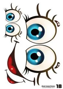 Наклейки "Глаза Рты №18"(2 комплекта на листе)/1960-18