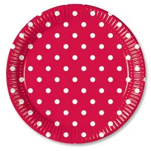 Тарелки 18 см. "Горох.Белый на красном" (6 шт.)
