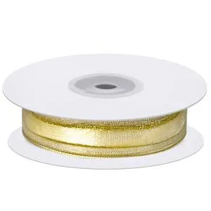 Лента Органза 4 полосы 2 см.*22.85 м Айвори/Золото / LD205