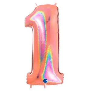 Цифра "1" - Розовое золото голография в упак. /Grabo                     