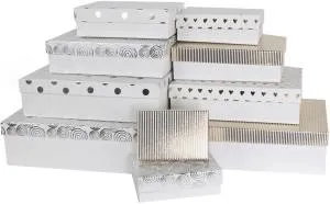 Коробка 35*25*10 см. "Белая Классика" белый/золото/серебро металлик /502246