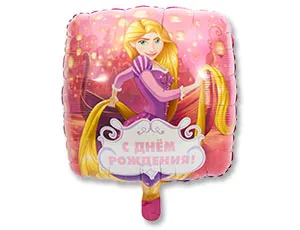 Шар 18" РУС С Днем Рождения Рапунцель (Анаграм)/ 1202-2557