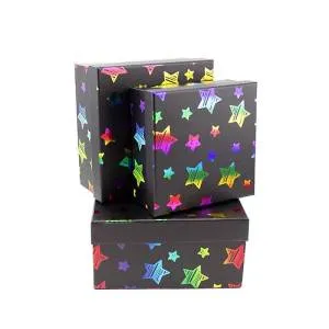 Коробка 17*17*8 см "Звезды на черном"