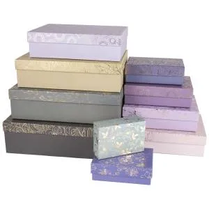 Коробка 19*13,5*6 см. "Цветочный узор" ассорти металлик / 502270