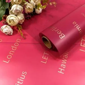 Пленка матовая Золотое тиснение/Вишневый 0,58*10м./001356/6